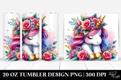 Cute Unicorn Floral Wreath Tumbler Product Image 1