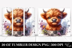 Cute Baby Highland Cow Watercolor Tumbler | 20 Oz Tumbler Product Image 1