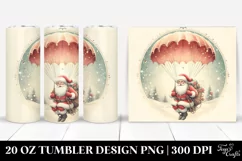 Vintage Santa with Parachute, Centered PNG Product Image 1
