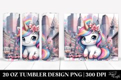 Cute Baby Unicorn with Urban Scene. 20 oz Tumbler Design Product Image 1