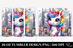 Colorful Baby Unicorn with Urban Scene. 20 oz Tumbler Design Product Image 1