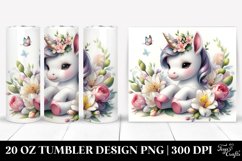 Cute Baby Unicorn with Freesia | 20 Oz Tumbler Product Image 1