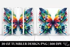 Vibrant Watercolor Butterfly with Flowers. 20 oz Tumbler Product Image 1