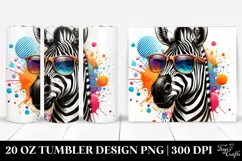 Quirky and Colorful Zebra with Sunglasses. 20 oz Tumbler Product Image 1