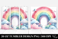 Colorful Pastel Rainbow Clouds Watercolor Tumbler | 20 Oz Product Image 1