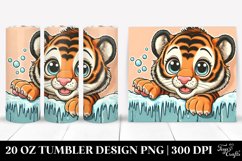 Cute Baby Tiger in Winter, Transparent 20 Oz Tumbler Product Image 1