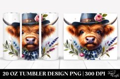 Highland Cow Portrait Watercolor Tumbler | 20 Oz Tumbler Product Image 1