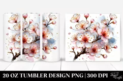 20 Oz Tumbler Sublimation | Cherry Blossom Golden Splash Product Image 1