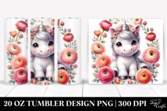 Cute Baby Unicorn with Ranunculus | 20 Oz Tumbler Product Image 1