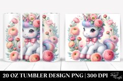 Cute Baby Unicorn with Ranunculus | 20 Oz Tumbler Product Image 1