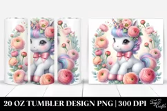 Cute Baby Unicorn with Ranunculus | 20 Oz Tumbler Product Image 1