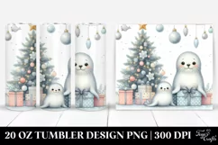 Cute Seal with Christmas Tree Clipart, Transparent 20 Oz Product Image 1