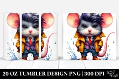 Cute Baby Mouse Posing Watercolor 20 Oz Tumbler Product Image 1