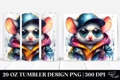 Cute Baby Mouse Posing Watercolor 20 Oz Tumbler Product Image 1