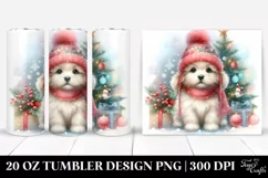 Cute Baby Puppy with Christmas Tree Clipart 20 Oz Tumbler Product Image 1
