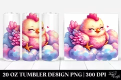 Colorful Pinkish Chicken Resting Cloud | 20 oz Tumbler Product Image 1