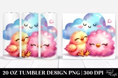 Colorful Pinkish Chicken Resting Cloud | 20 oz Tumbler Product Image 1