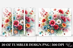 Colorful Red Flower Tumbler 20 oz Product Image 1
