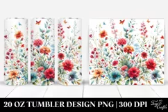 Colorful Red Flower Tumbler 20 oz Product Image 1