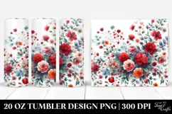 Colorful Red Flower Tumbler 20 oz Product Image 1