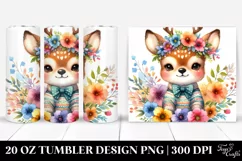 Smiling Cute Baby Deer Whimsical Flowers | 20 Oz Tumbler Product Image 1