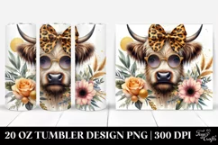 Elegant Highland Cow with Sunglasses | 20 oz Tumbler Product Image 1