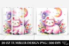 Colorful Cute Baby Lamb with Moon Tumbler Product Image 1