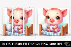 Colorful Baby Pig on Children Bed | 20 Oz Tumbler Product Image 1