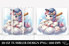 Pastel Baby Unicorn with Baseball Equipment | 20 Oz Tumbler Product Image 1