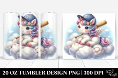 Pastel Baby Unicorn with Baseball Equipment | 20 Oz Tumbler Product Image 1