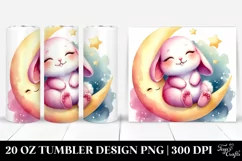 Sitting Baby Rabbit on Smiling Moon Tumbler Product Image 1