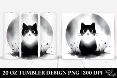 Simple Watercolor Black Cat 20 Oz Tumbler Product Image 1
