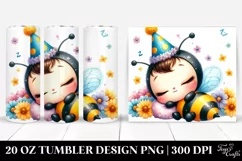 Cute Baby Bee with Flowers Clipart Product Image 1
