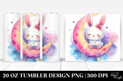 Sitting Baby Rabbit on Smiling Moon Tumbler Product Image 1