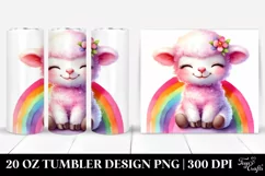 Sitting Baby Lamb on Rainbow Tumbler Product Image 1