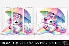 Pastel Baby Unicorn with Rainbow Umbrella. 20 oz Tumbler Product Image 1