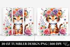 Colorful Flower Crown Tiger | 20 oz Tumbler Product Image 1