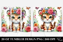 Vibrant Flower Crown Tiger | 20 oz Tumbler Product Image 1