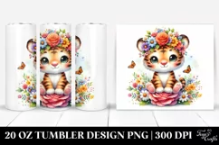Adorned Tiger Flower Crown | 20 oz Tumbler Product Image 1