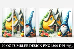 Fairy Tale Gnome in Front of a Honeymelon House | 20 oz Product Image 1