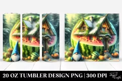 Fairy Tale Gnome in Front of a Honeymelon House | 20 oz Product Image 1