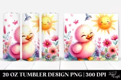 Vibrant Pink Baby Duck Playing in the Sun | 20 Oz Tumbler Product Image 1