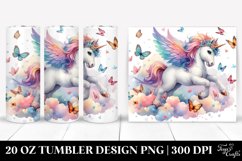 Colorful Baby Unicorn Chasing Butterflies. 20 oz Tumbler Product Image 1