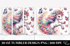 Colorful Baby Unicorn Chasing Butterflies. 20 oz Tumbler Product Image 1