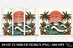 Vintage Tropical Waves Tumbler Design | 20 oz Tumbler Product Image 1