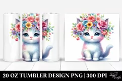 Cartoon Kitten Flower Tumbler Product Image 1