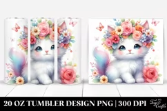 Cartoon Kitten Flower Tumbler Product Image 1