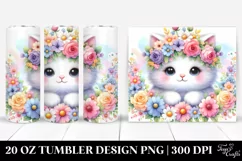Cartoon Kitten Flower Tumbler Product Image 1