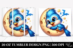 Colorful Baby Blue Jay Napping on Moon | 20 oz Tumbler Product Image 1