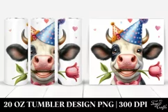 Cow Portrait with Party Hat | 20 Oz Tumbler Product Image 1